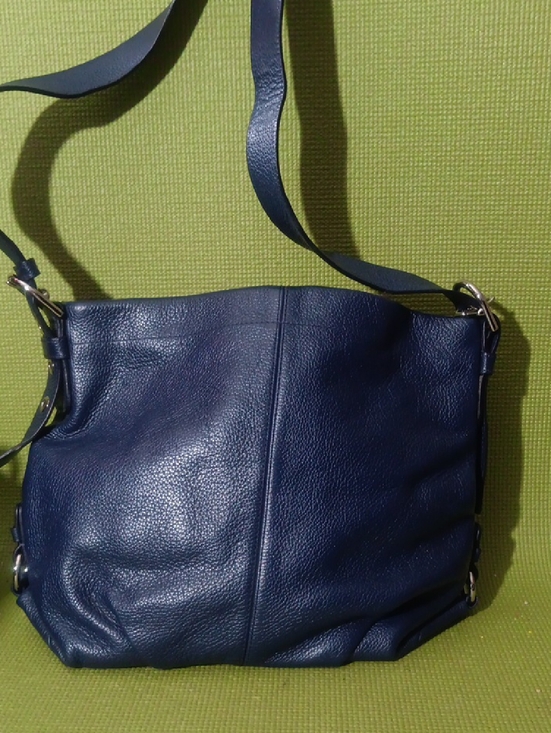 Coach Handbags - Coach Navy Blue Pebbled Leather Shoulder Bag